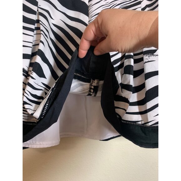 Worthington Zebra Print Skirt Y2K Animal Pleated Business Casual BlackWhite Sz 6 - Picture 4 of 5